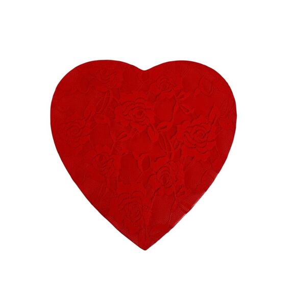 Red Heart Shaped Fabric Rose Valentine Candy Gift‎ Box - Picture 3 of 9